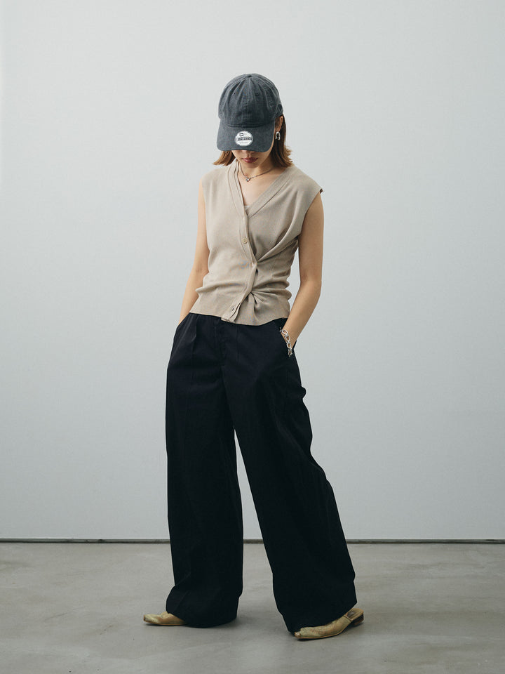 [予約]コクーンワイドチノパンツ/ブラック