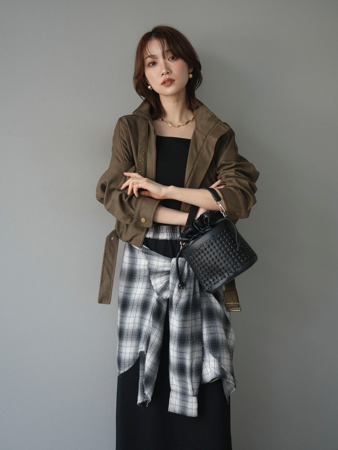 [予約]スエードバルーンショートブルゾン/khaki