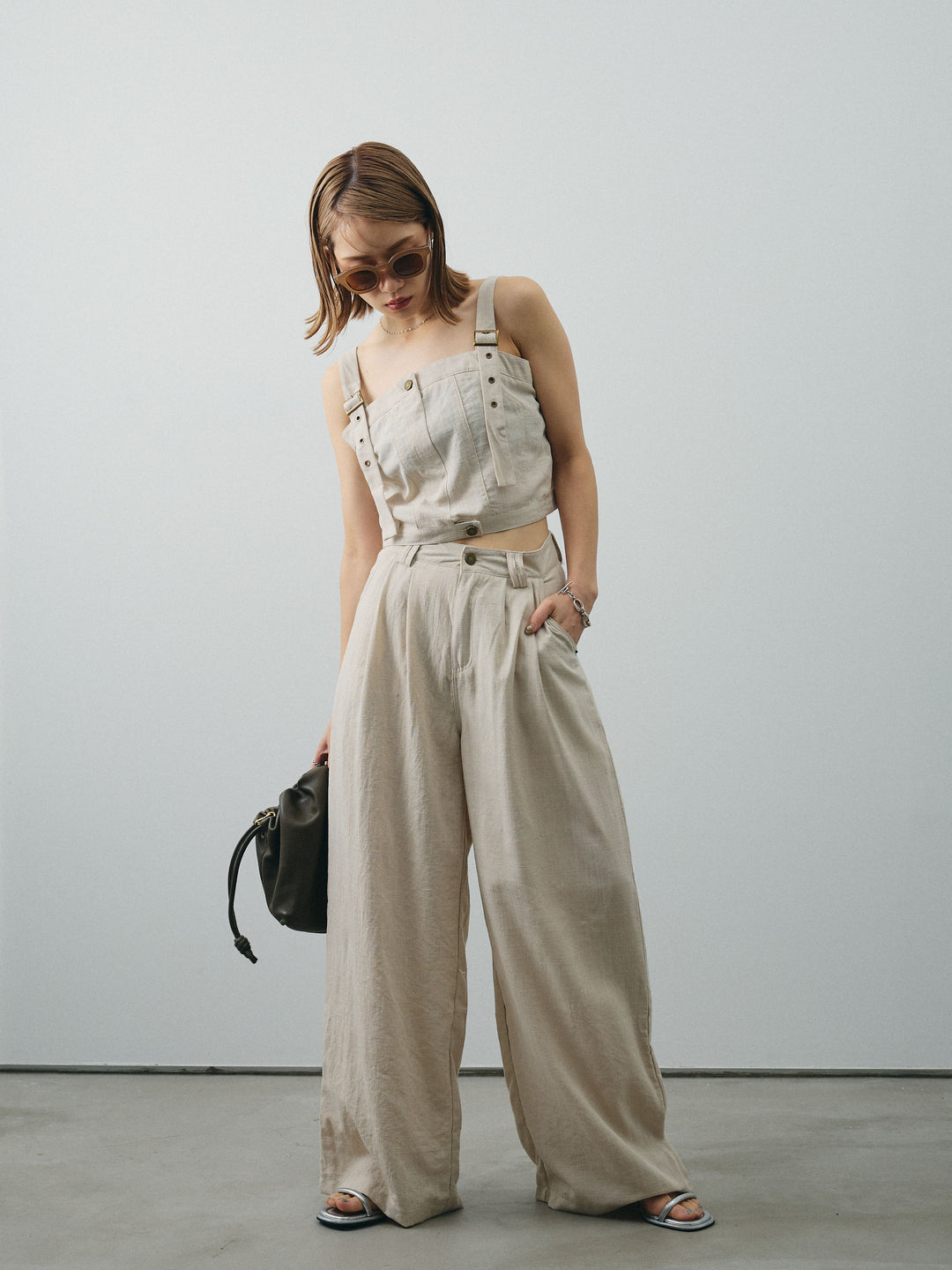 [SET]リネンライクビスチェ＆ワイドパンツSET UP+リネンライクビスチェ＆ワイドパンツSET UP(2set)