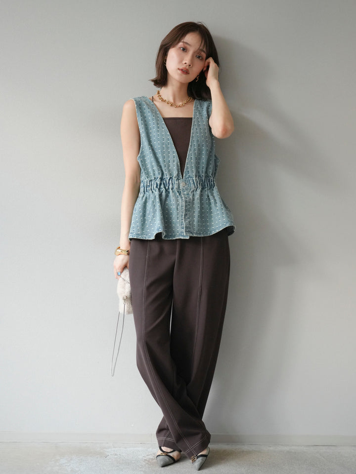 [予約]ジャガードデニム２WAYビスチェ/ライトブルー