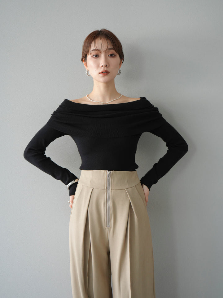 [予約]オフショルニットプルオーバー/ブラック