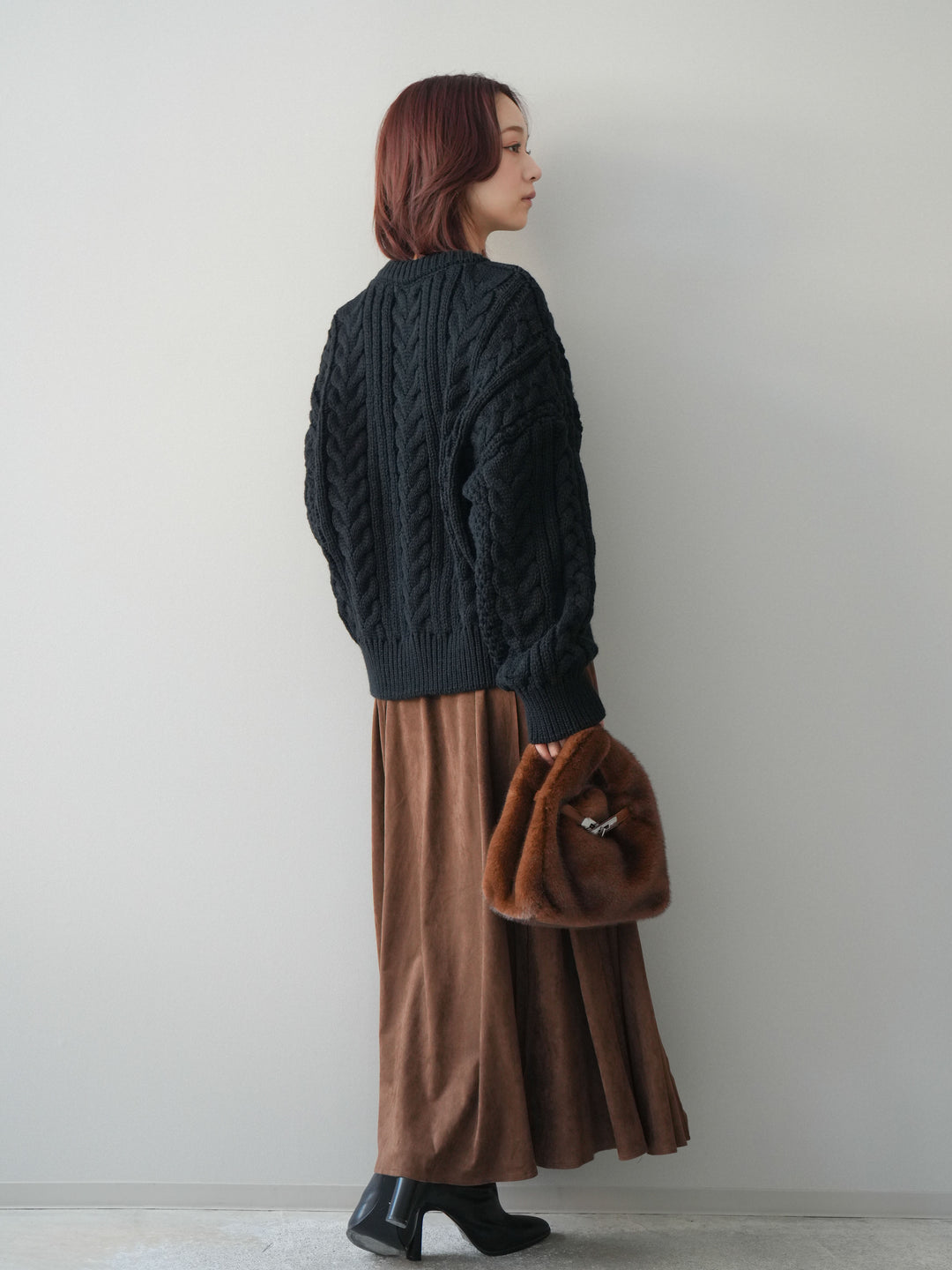 [予約]スエードマーメイドスカート/brown