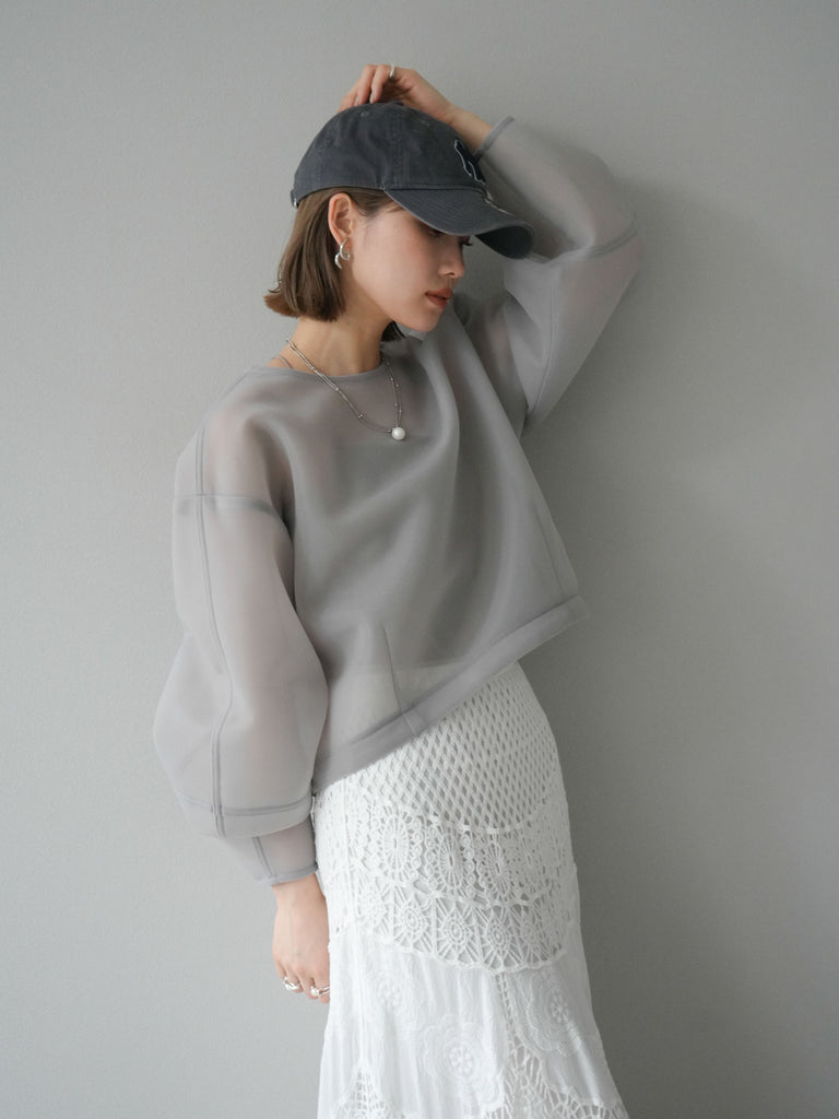 予約]シアーダンボールコクーンプルオーバー/グレー – Lumier