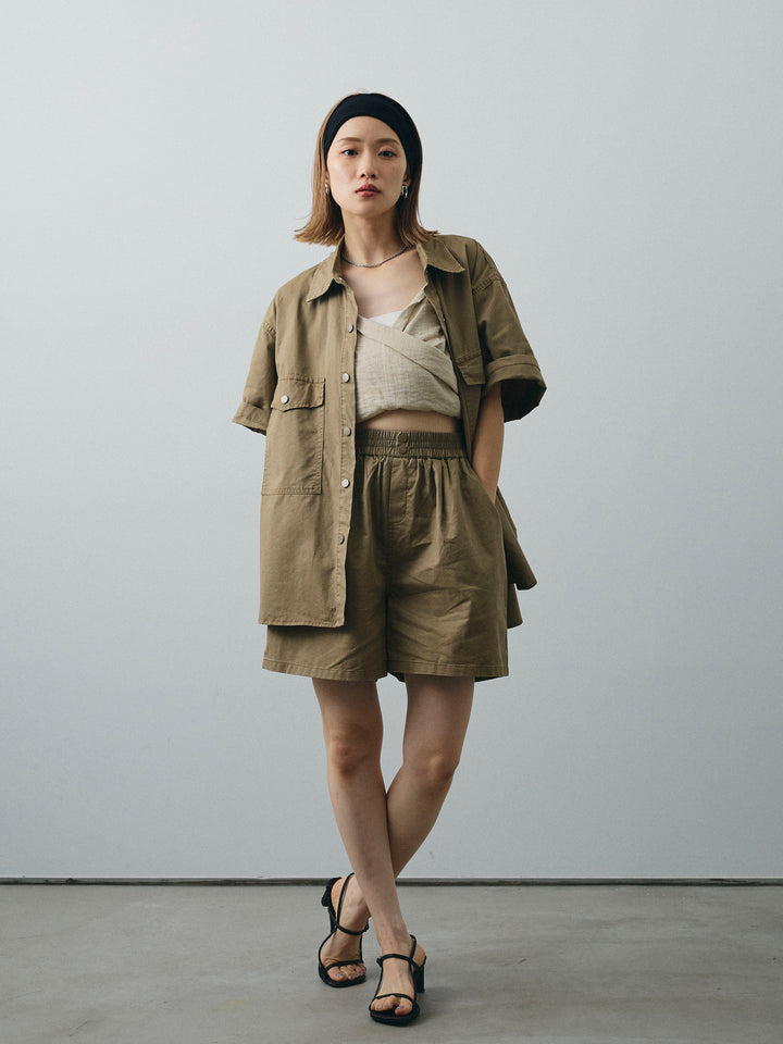 [SET]ミリタリーオーバーシャツ＆ハーフパンツSET UP+ミリタリーオーバーシャツ＆ハーフパンツSET UP(2set)