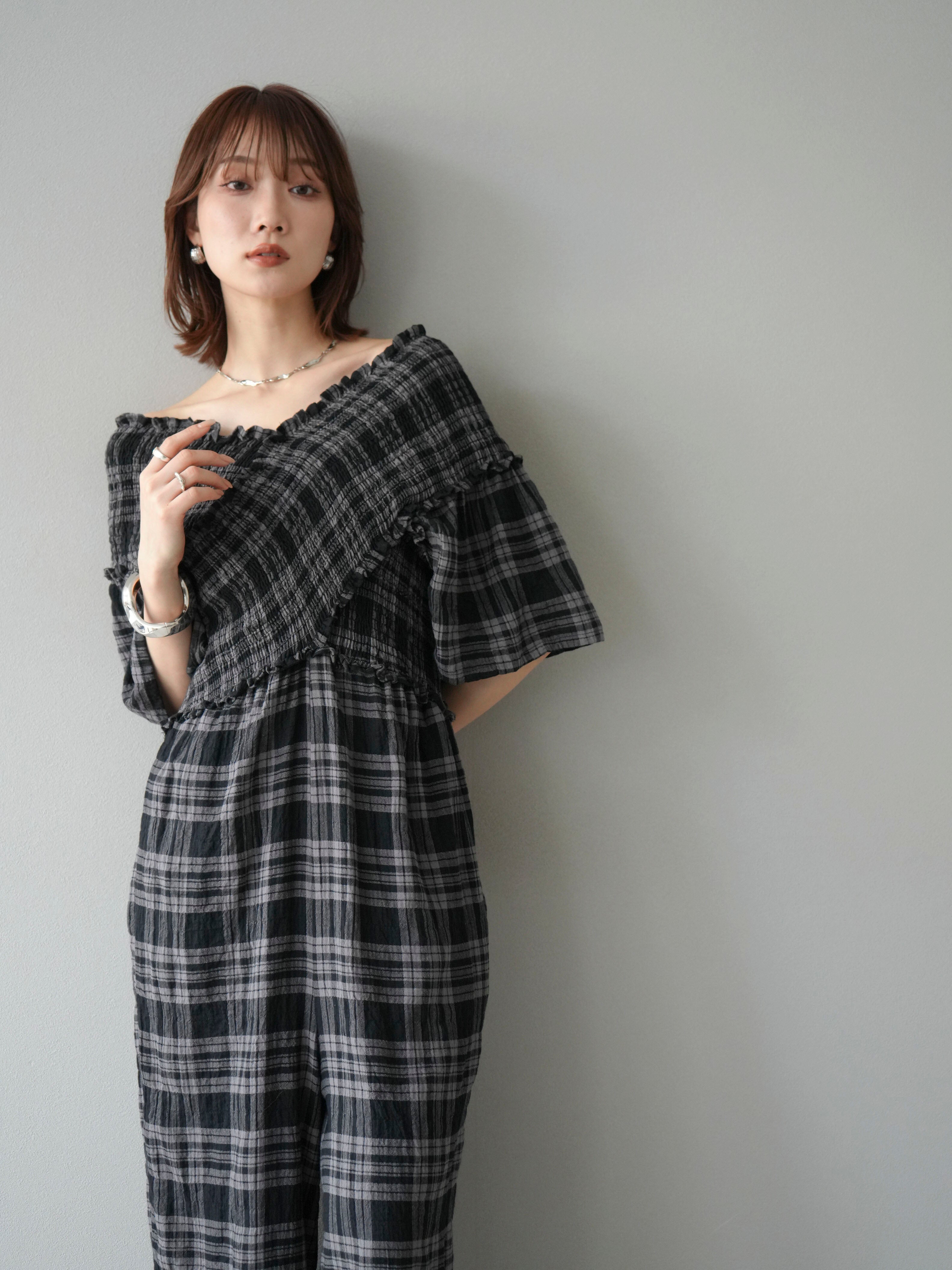 ダブルハート チェック柄サロペット イベントセール】 レディース 大人 モード 愛されるトレンド感