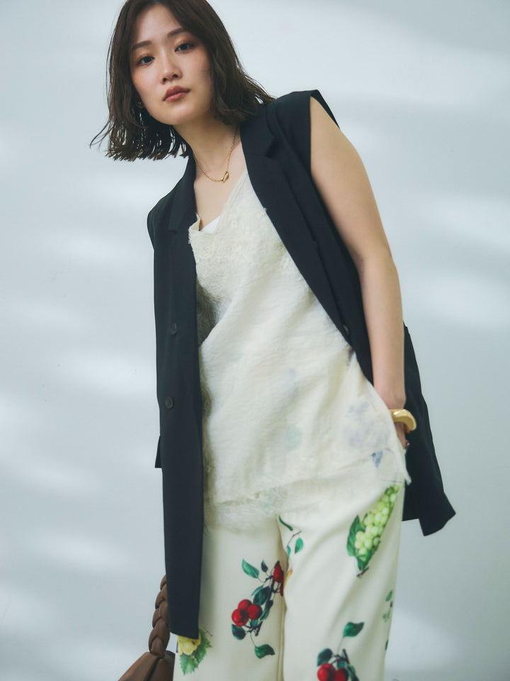 【Allure】[SET]杢調ミディ丈テーラードジレ+杢調ミディ丈テーラードジレ(2set)