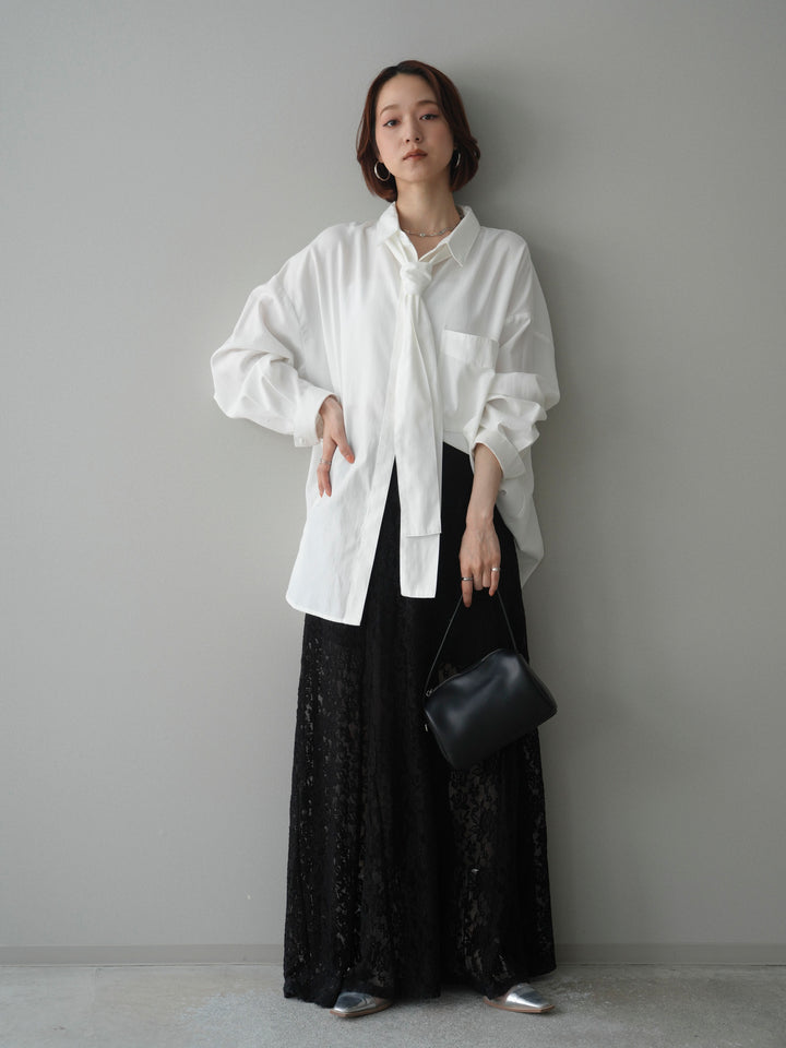 [予約]コットンライクボウタイオーバーシャツ/offwhite