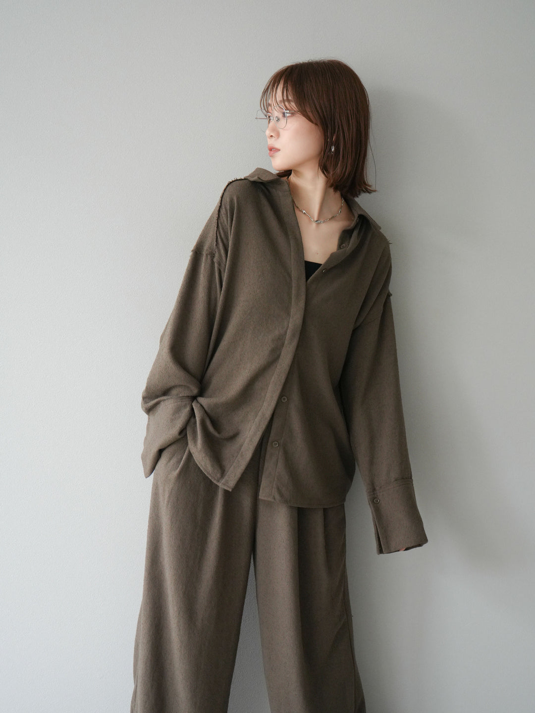 [予約]ネップオーバーシャツ/ブラウン