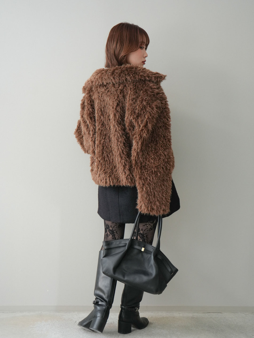 [SET]襟付きブークレミニワンピース+選べるアクセセット(2set)