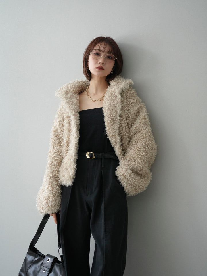 [SET]プードルファーミドルスタンドブルゾン+コットンツイルカーブパンツ(2set)