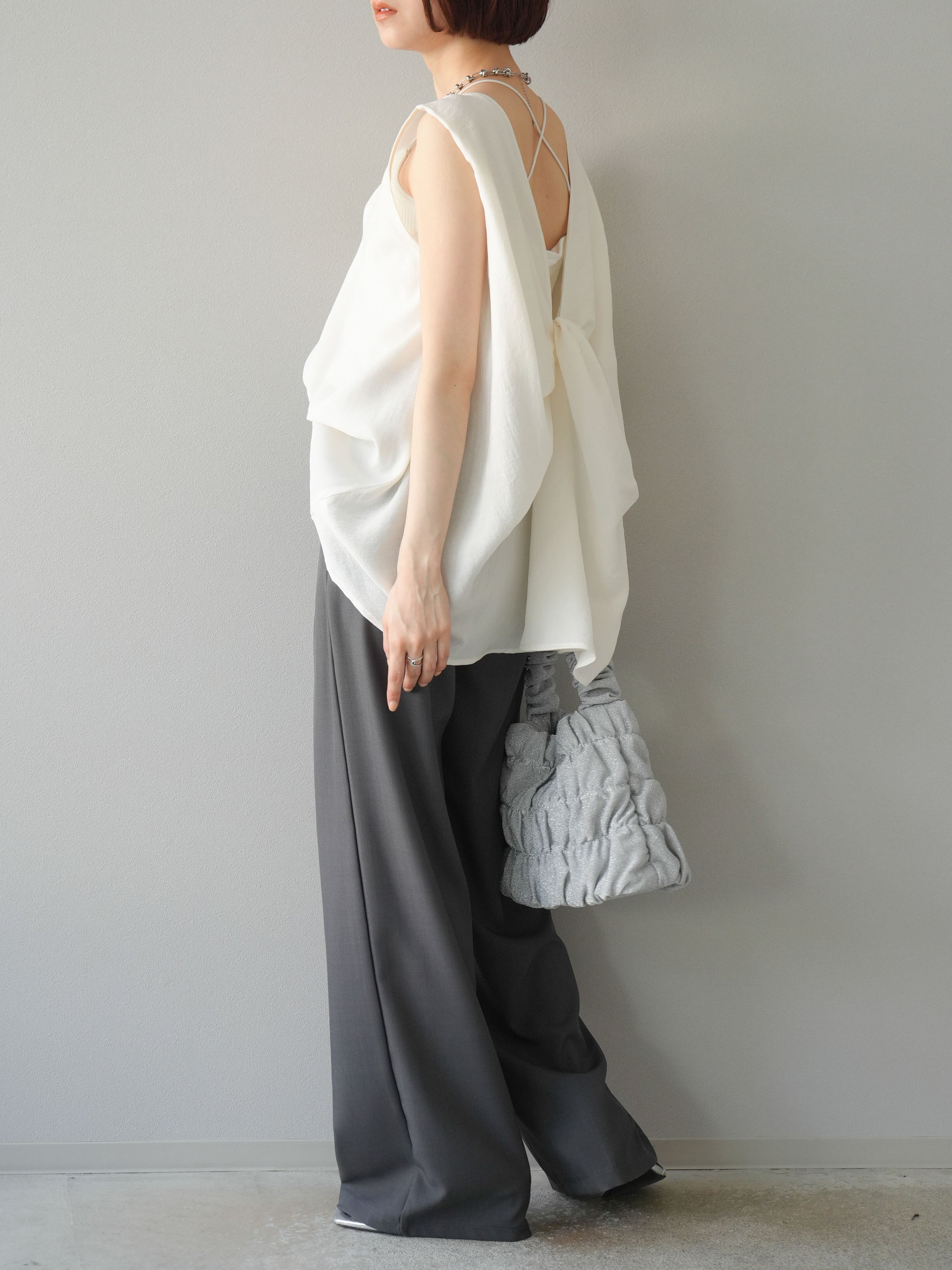 予約]カットオフレイヤードデザインパンツ/グレー S – Lumier