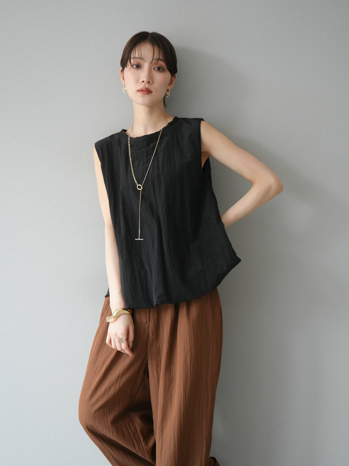 [預購] 墊圈塔夫綢氣球襯衫/黑色