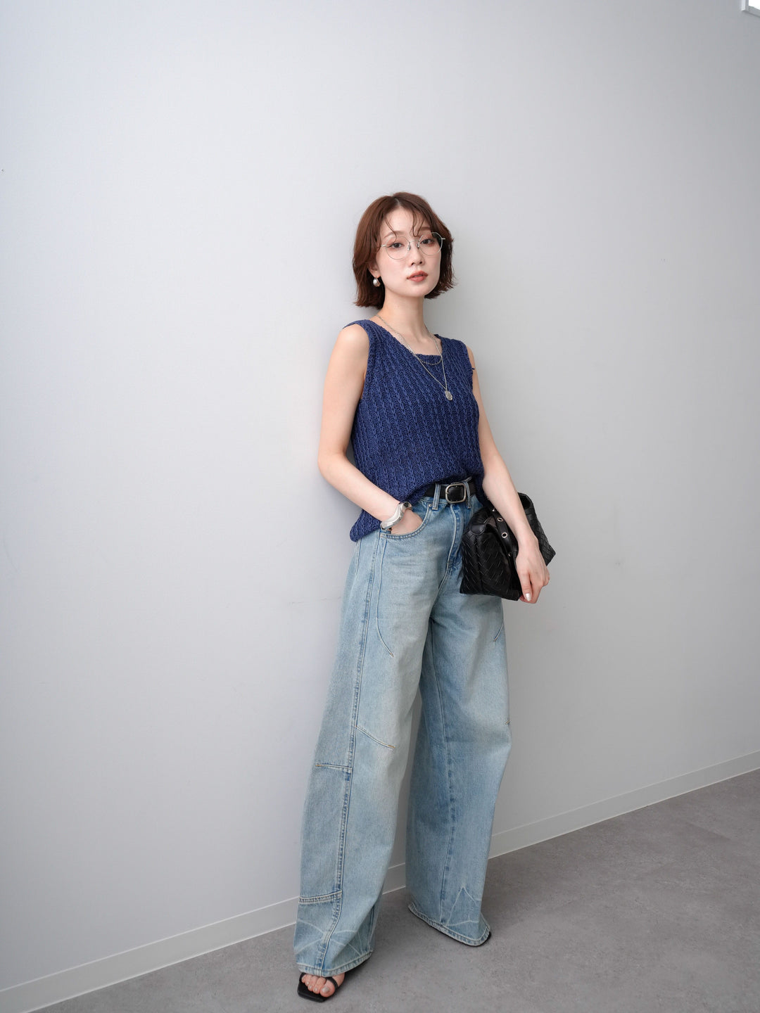 [予約]メランジケーブルニットタンクトップ/navy