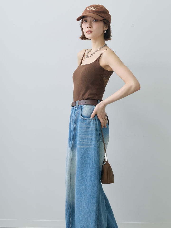 [予約]カップ付バックレースキャミソール/brown
