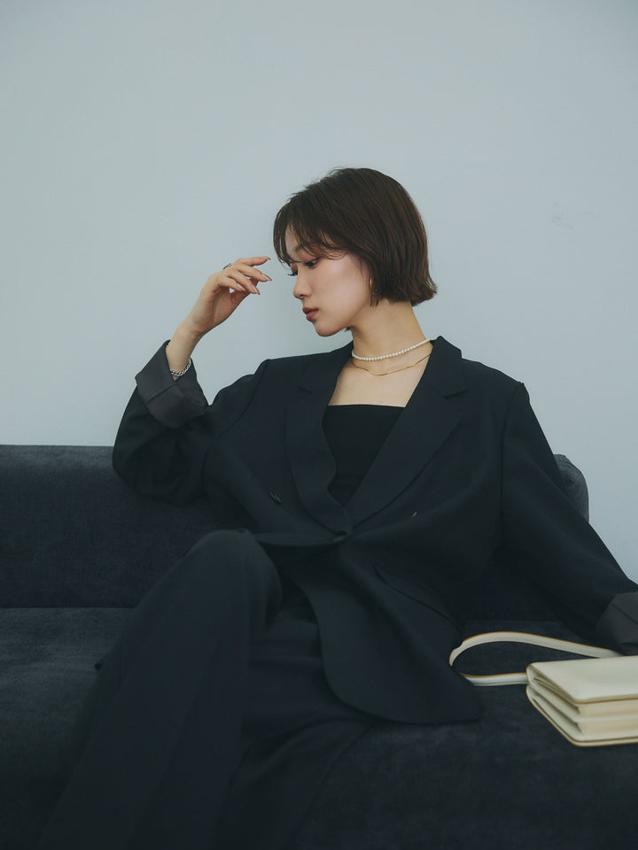 【Allure】[SET]杢調ライトテーラードジャケット+杢調ライトストレートパンツ(2set)