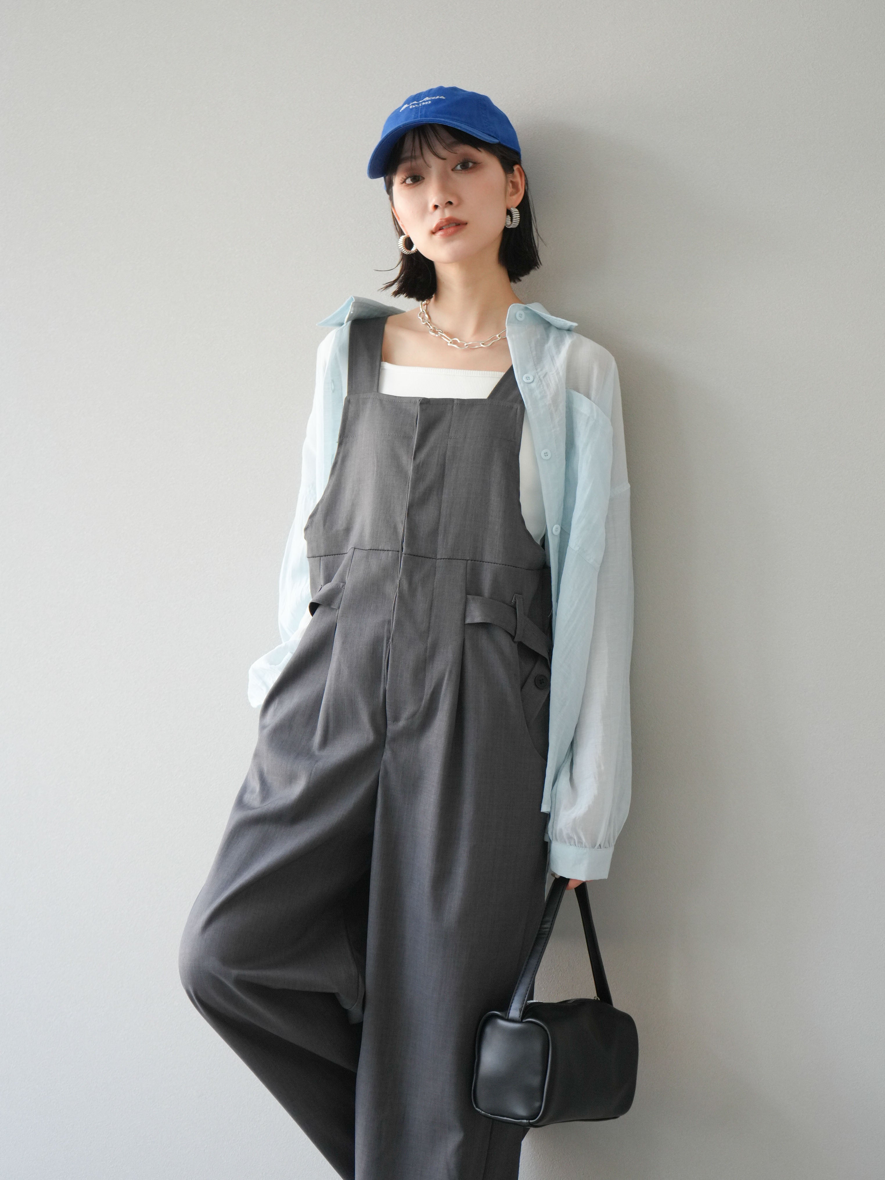 予約]ベルトデザインサロペット/グレー – Lumier