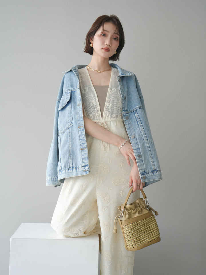 [SET]レース刺繍サロペット+選べるアクセセット(2set)