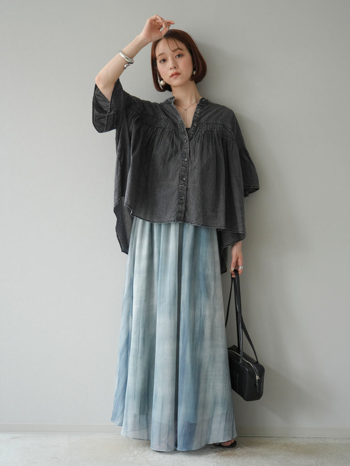 【預購】Nuance 透視喇叭裙/綠色