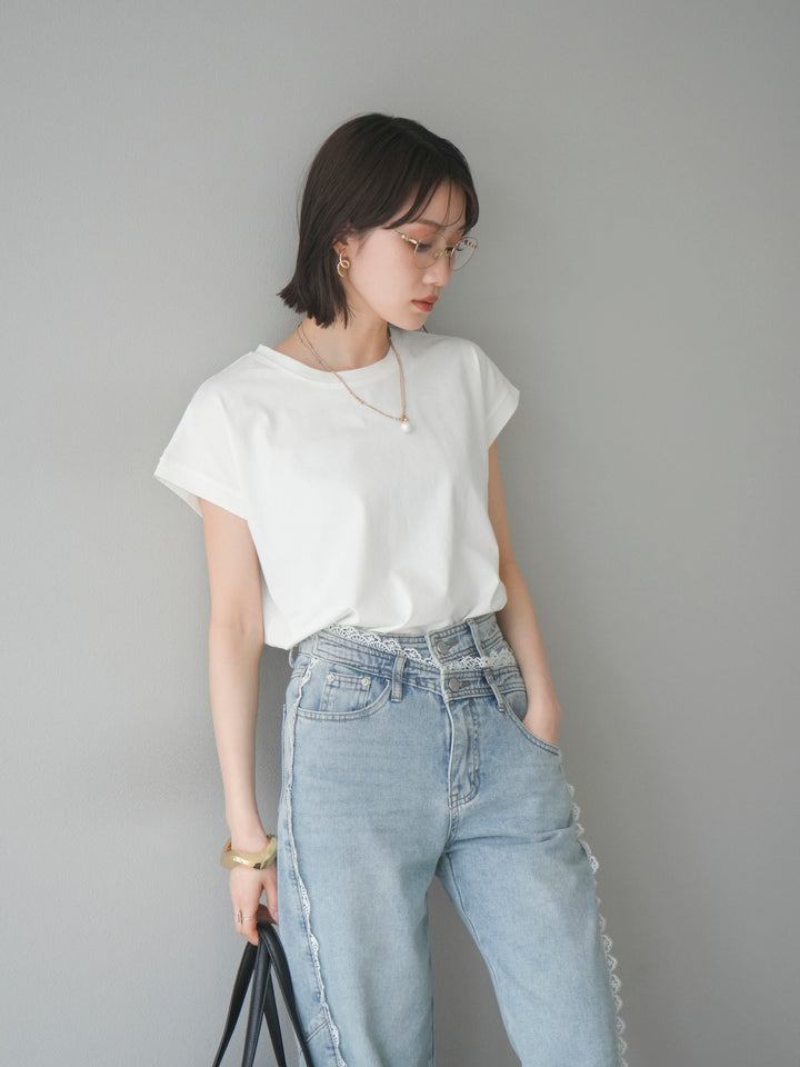 [予約]フレンチスリーブTシャツ/オフホワイト　　