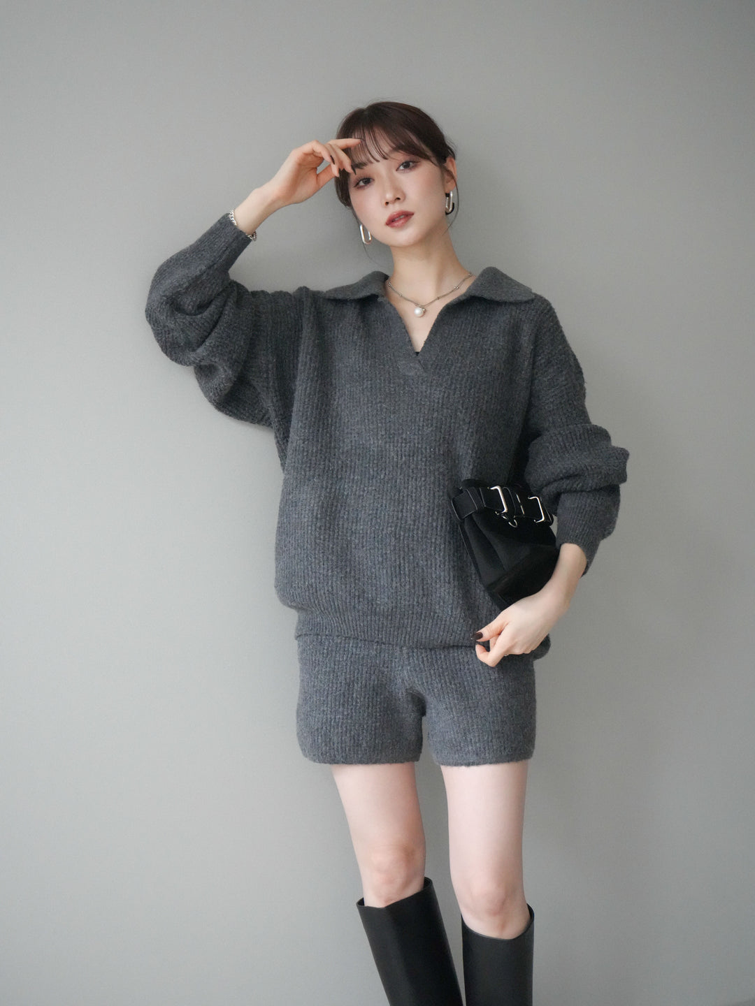 [SET]ポロニットプルオーバー＆ショートパンツSET UP+ポロニットプルオーバー＆ショートパンツSET UP(2set)