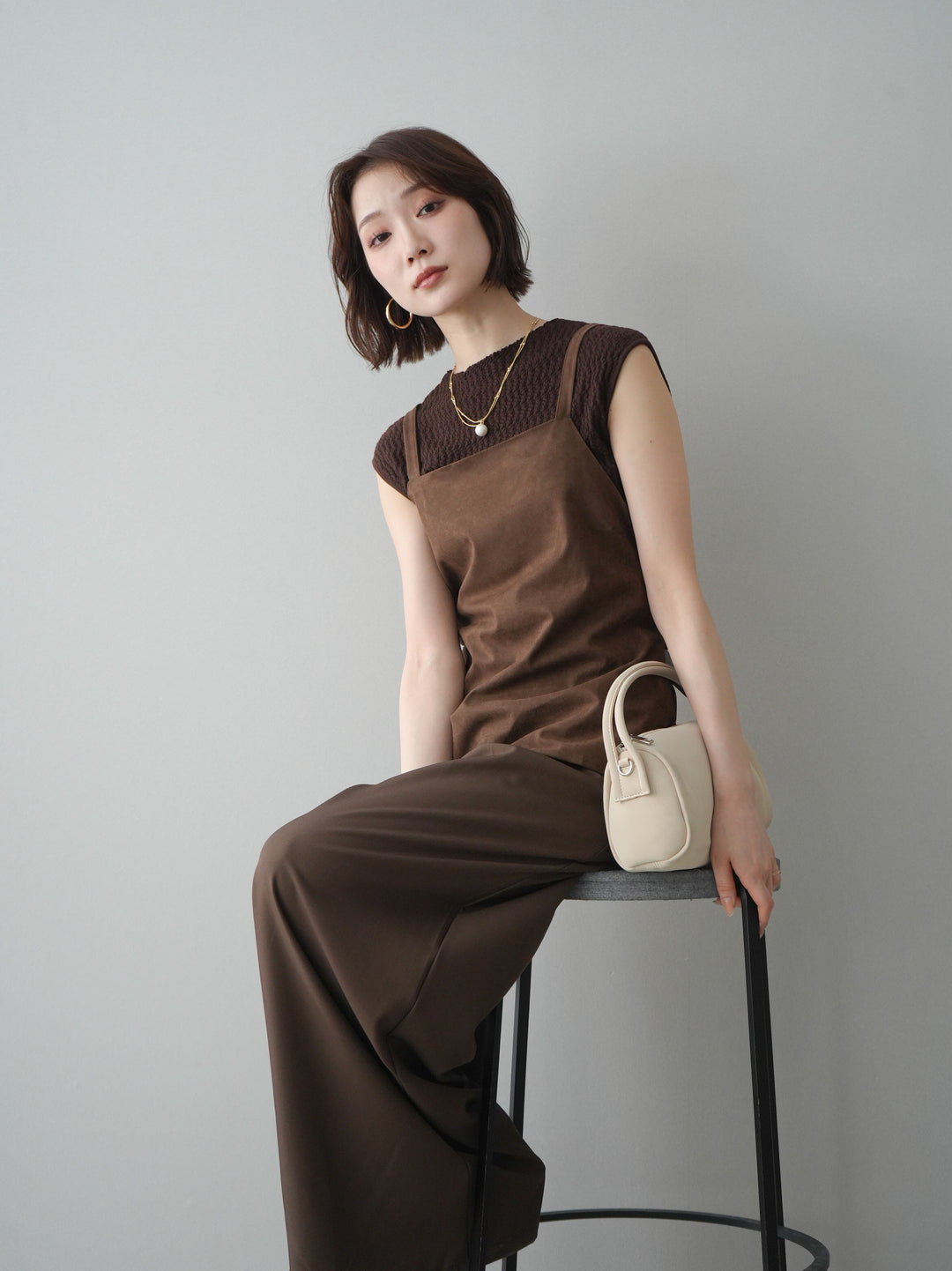 [予約]スエードバックオープンキャミソール/brown