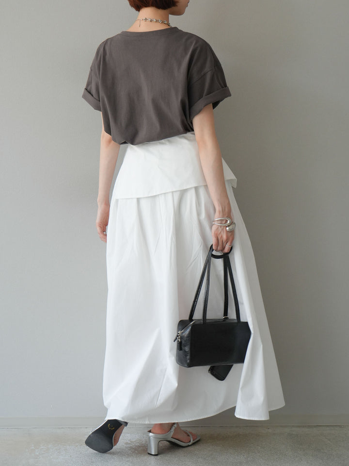 [予約]レイヤードジップデザインブロードフレアスカート/ホワイト