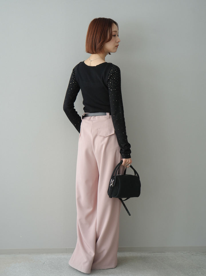 [予約]ベルト付キーホルダーモチーフワイドパンツ/pink