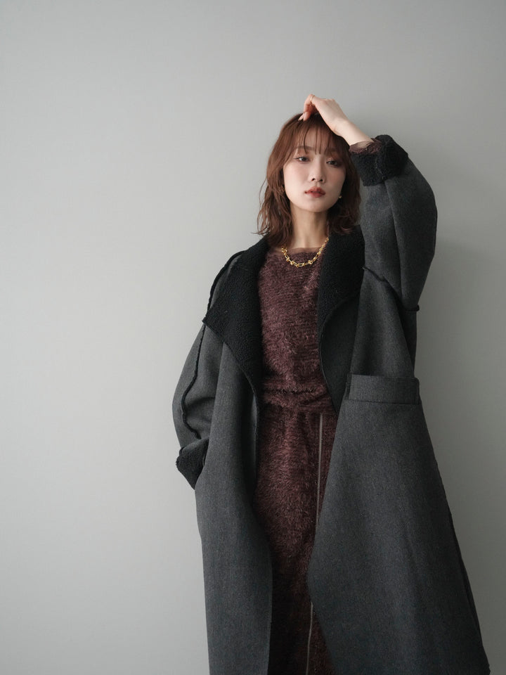 [予約]アウトシーム裏ボアコート/black