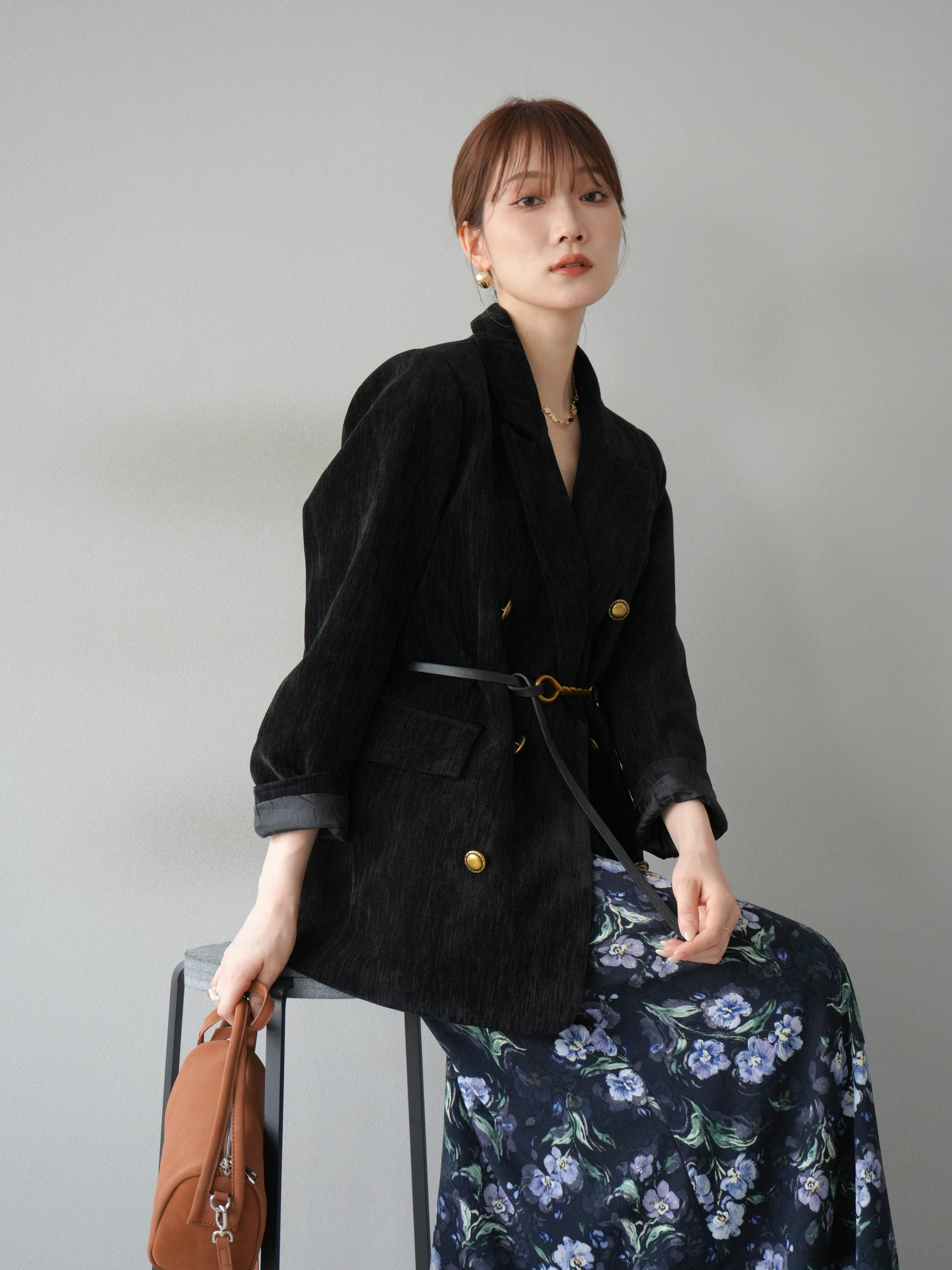 予約]ベロアダブルジャケット/ブラック – Lumier