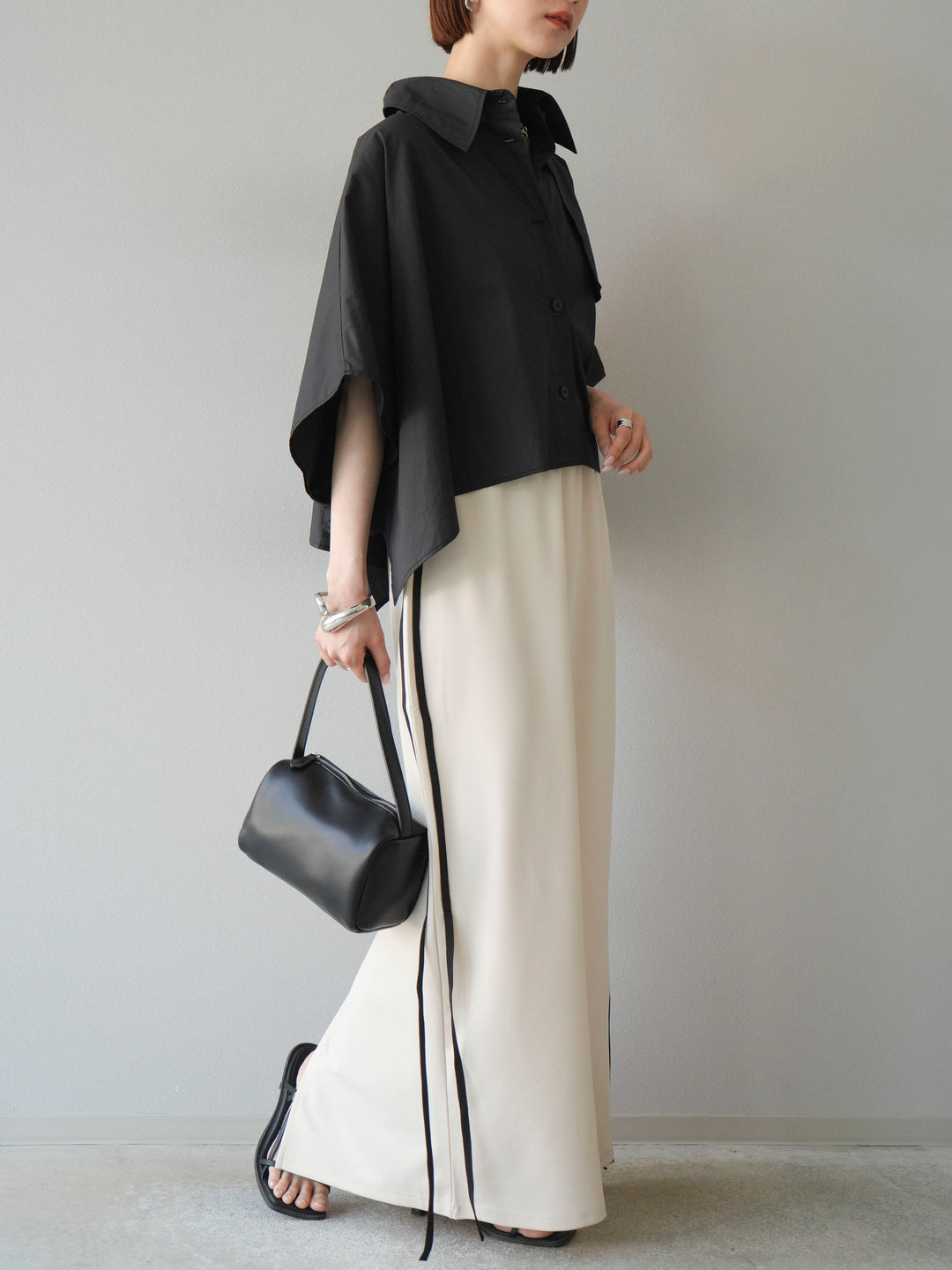 [予約]サイドラインジャージナロースカート/アイボリー