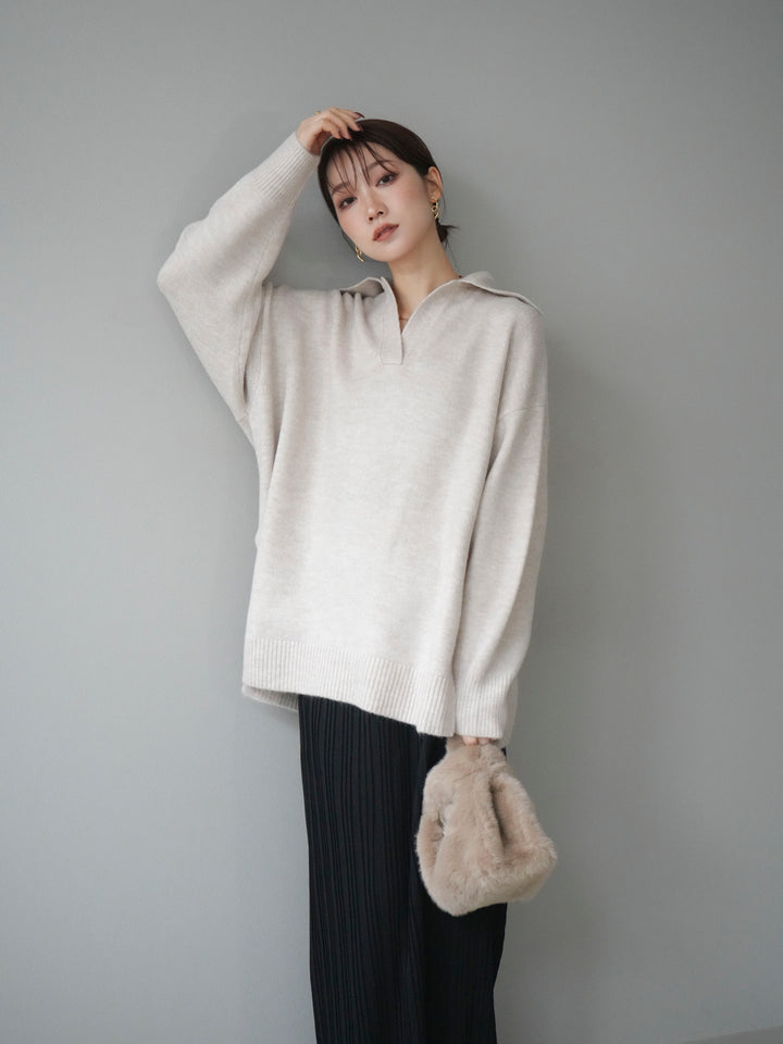 [予約]スキッパーオーバーニットプルオーバー/oatmeal