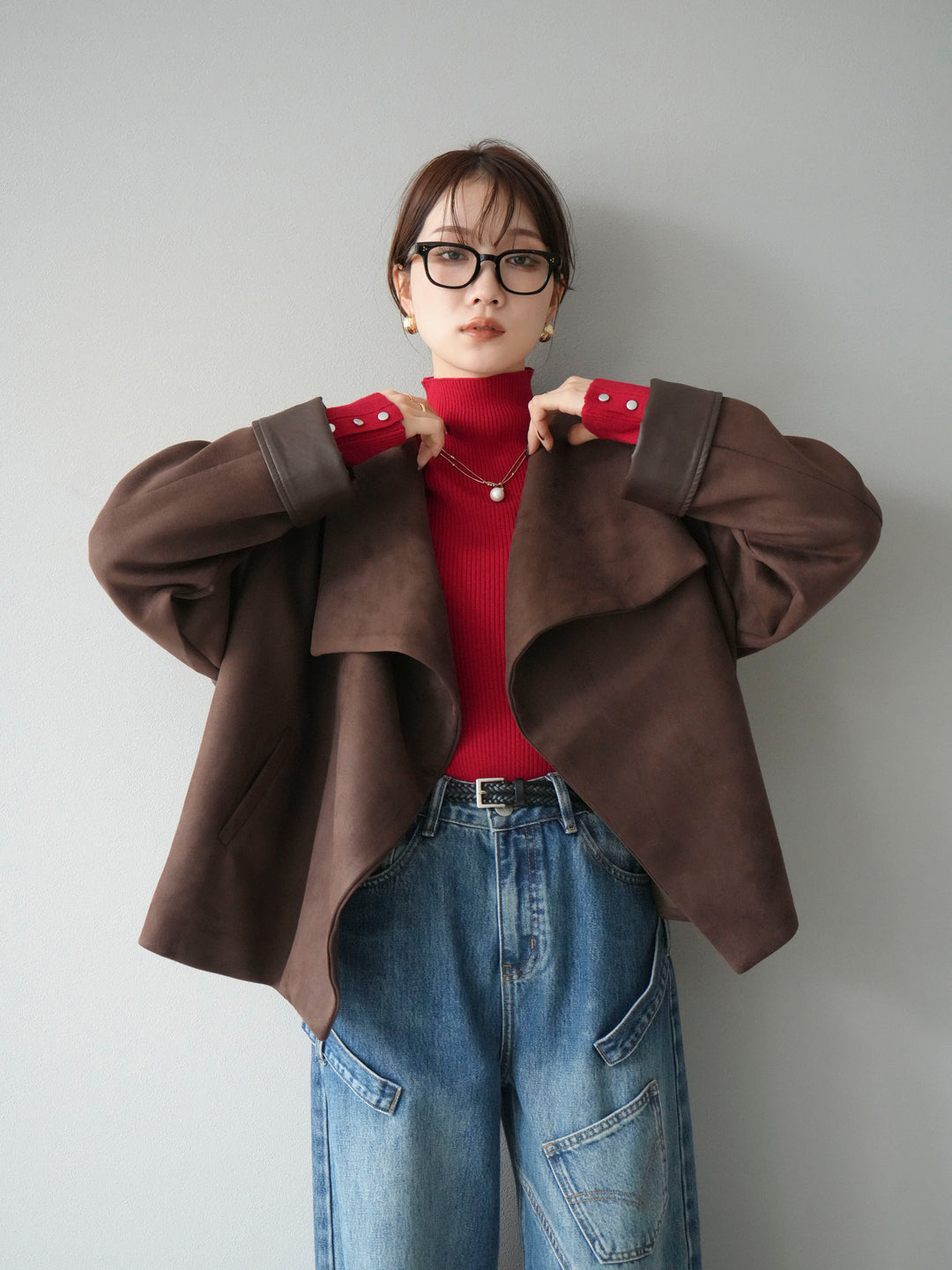 [予約]スウェードショートガウン/ブラウン