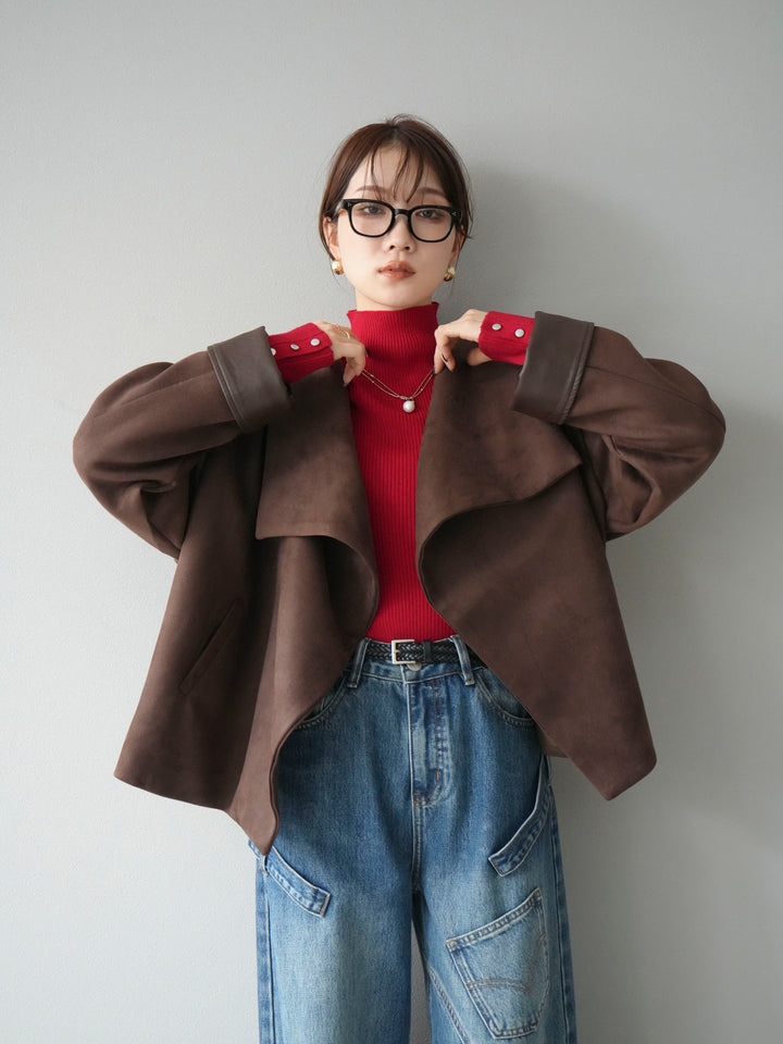 [予約]スウェードショートガウン/ブラウン