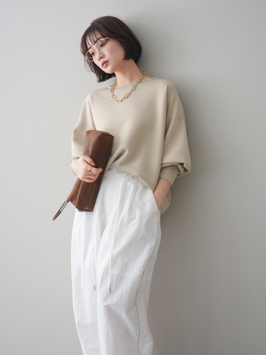 [予約]ライトポンチコクーンプルオーバー/beige