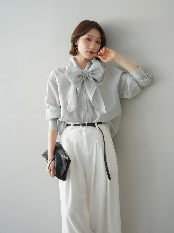 [SET]シアーボウタイブラウス+シアーボウタイブラウス(2set)