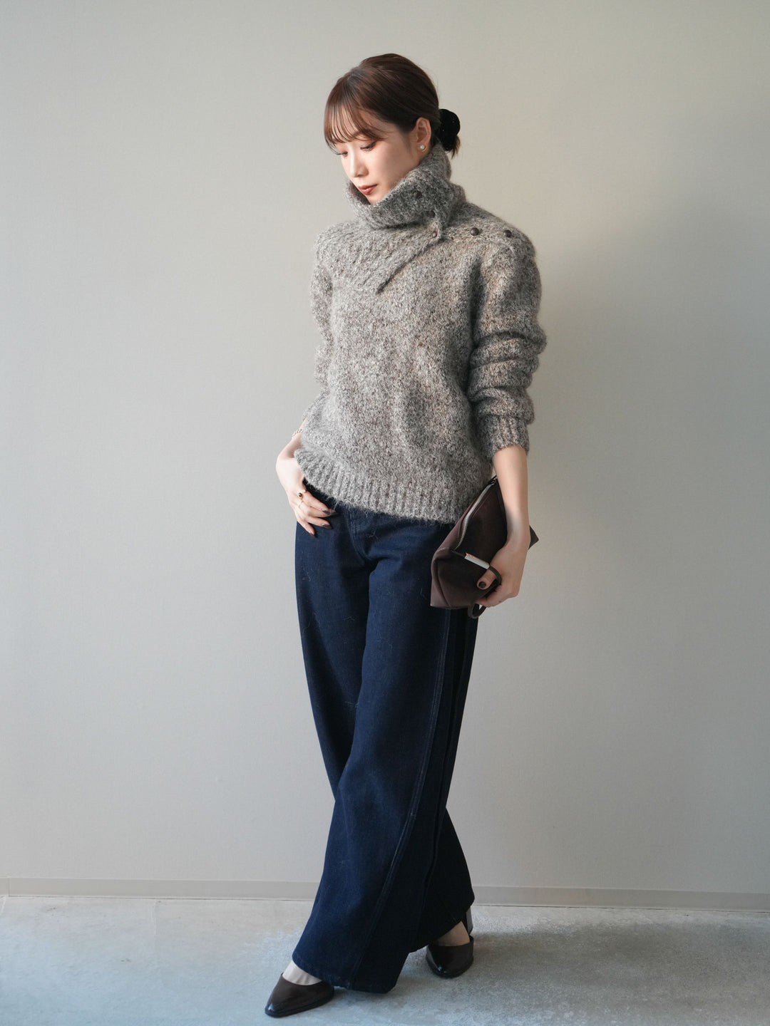 [予約]バレルレッグデニムパンツ/navy