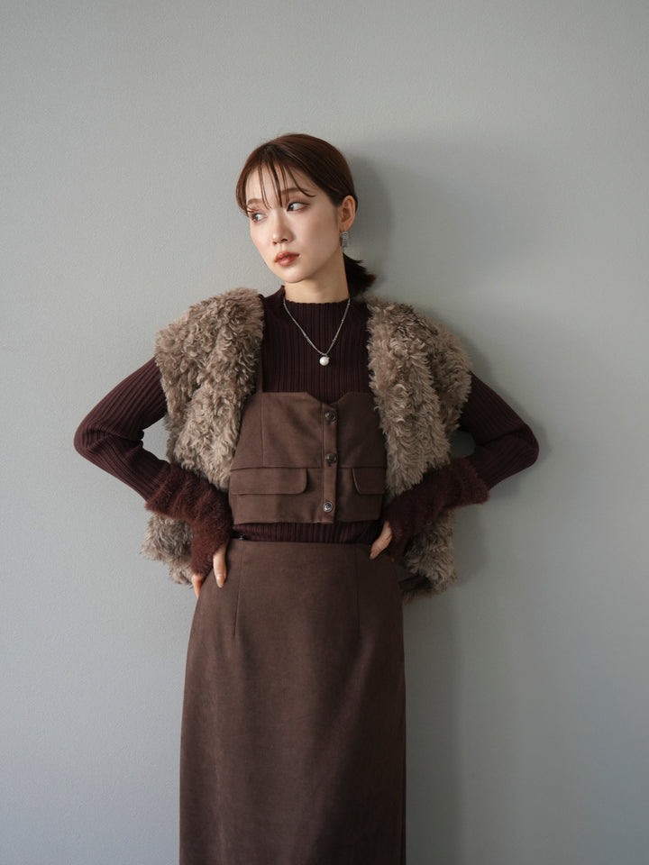 [予約]プードルファーショートベスト/モカ