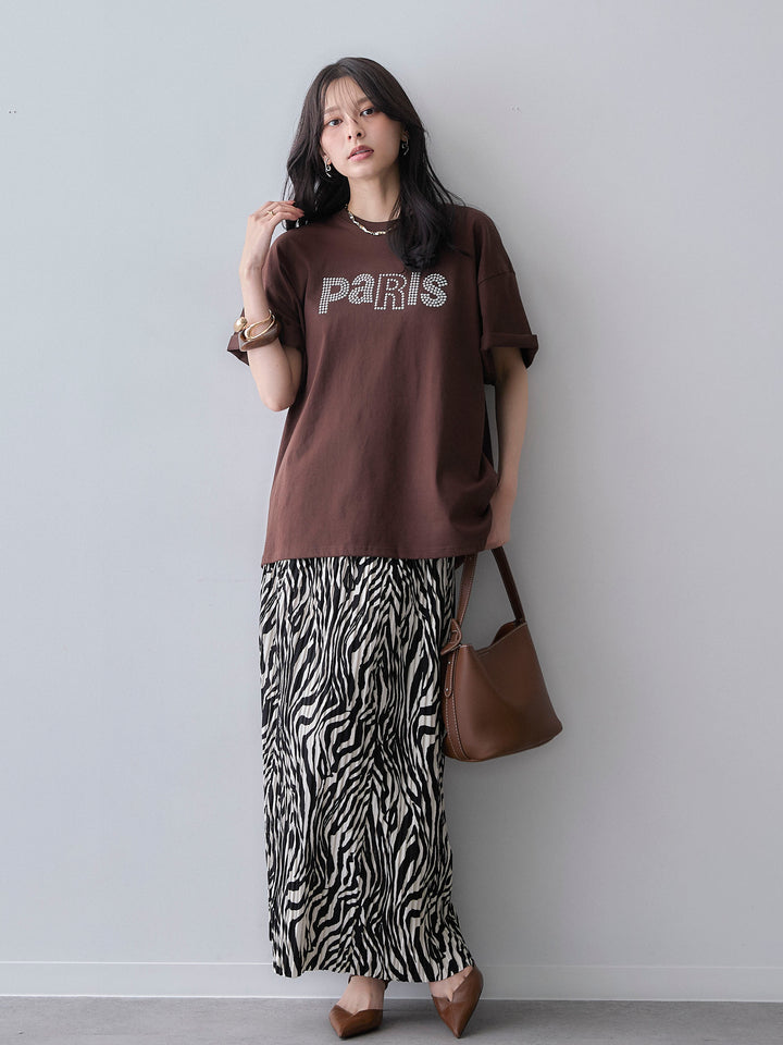 [SET]スタッズロゴTEE+プリントプリーツスカート(2set)
