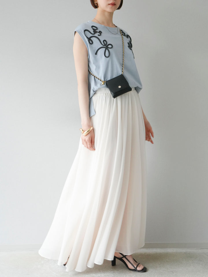 [予約]シフォンフレアスカート/アイボリー