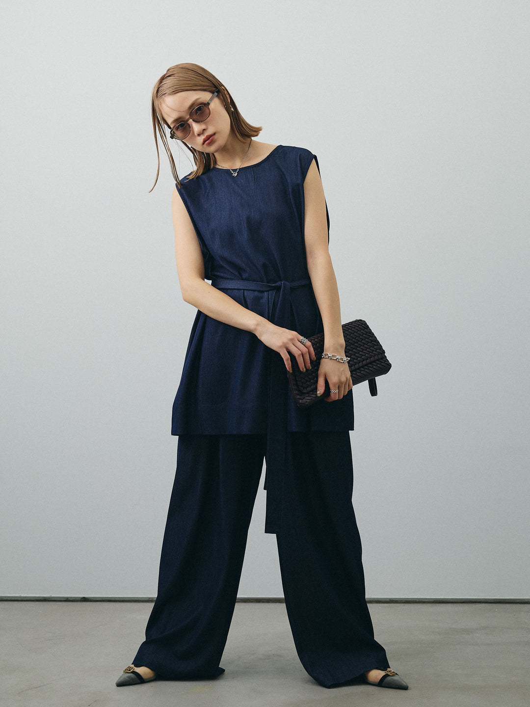 [SET]テンセルデニムノースリーブ＆ワイドパンツSET UP+テンセルデニムノースリーブ＆ワイドパンツSET UP(2set)