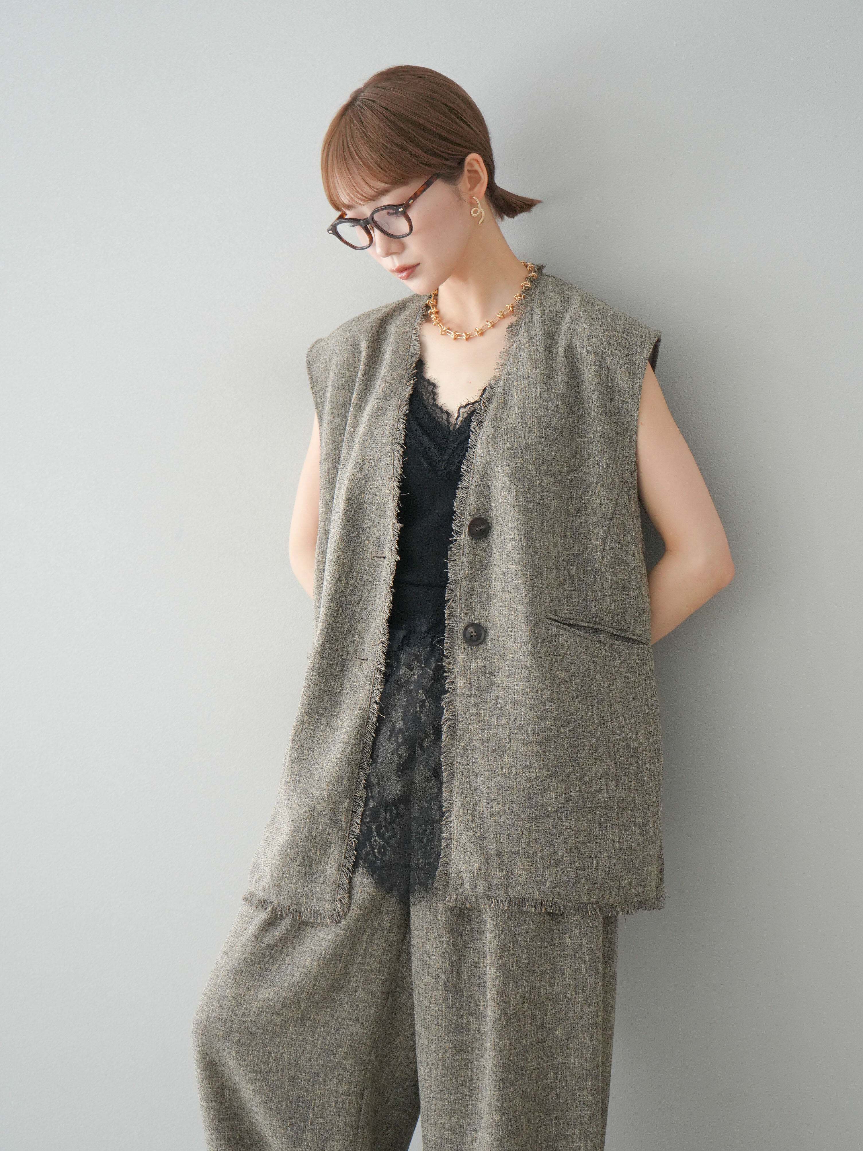 予約]サマーツイードフリンジジレ/ブラウン – Lumier