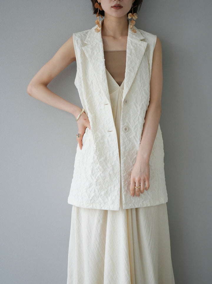 [Pre-order] Puffy jacquard tailored gilet/ivory