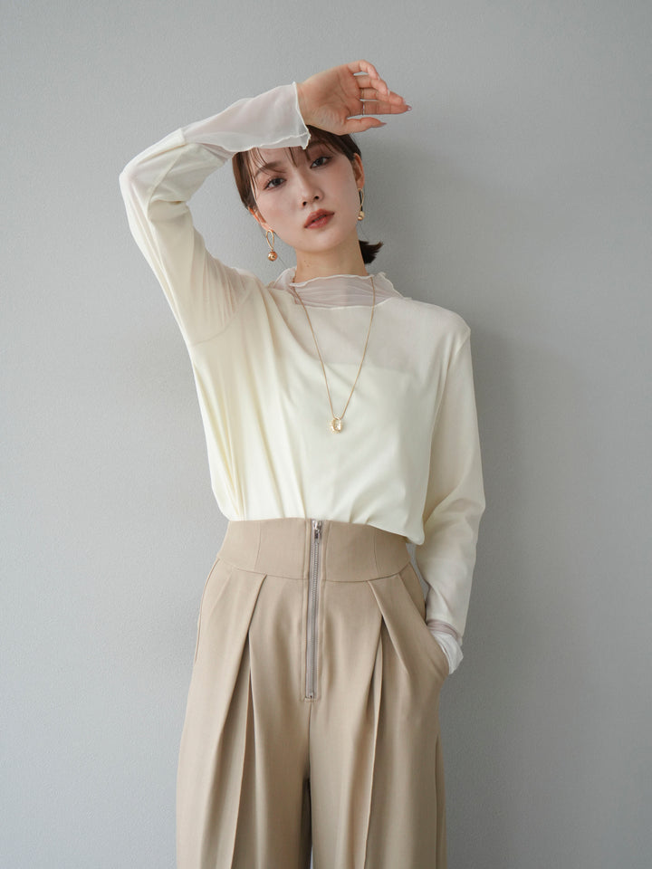 [予約]シアー切替ベロアトップス/オフホワイト