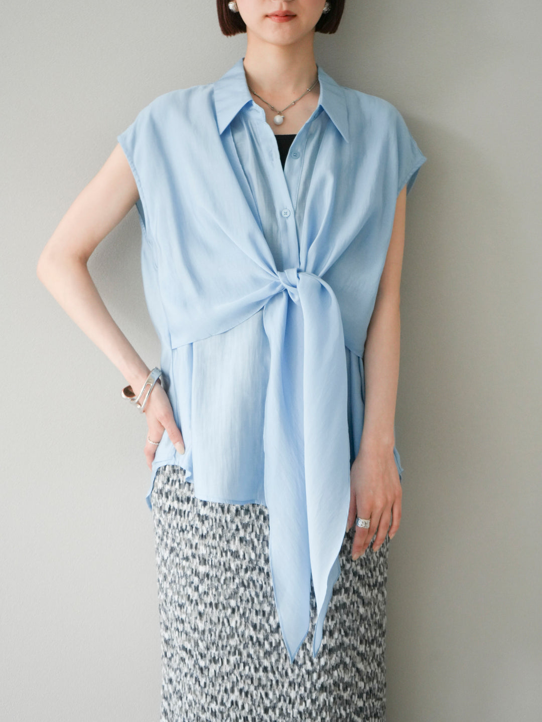 [予約]フロントタイシアーブラウス/ブルー