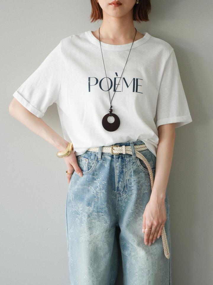 [予約]サークルネックレス付ロゴTシャツ/white