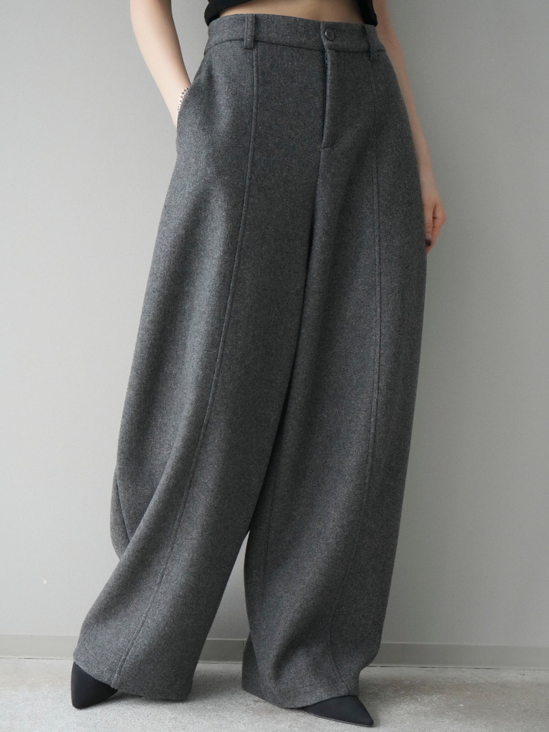 [予約]ウールタッチカーブパンツ/gray
