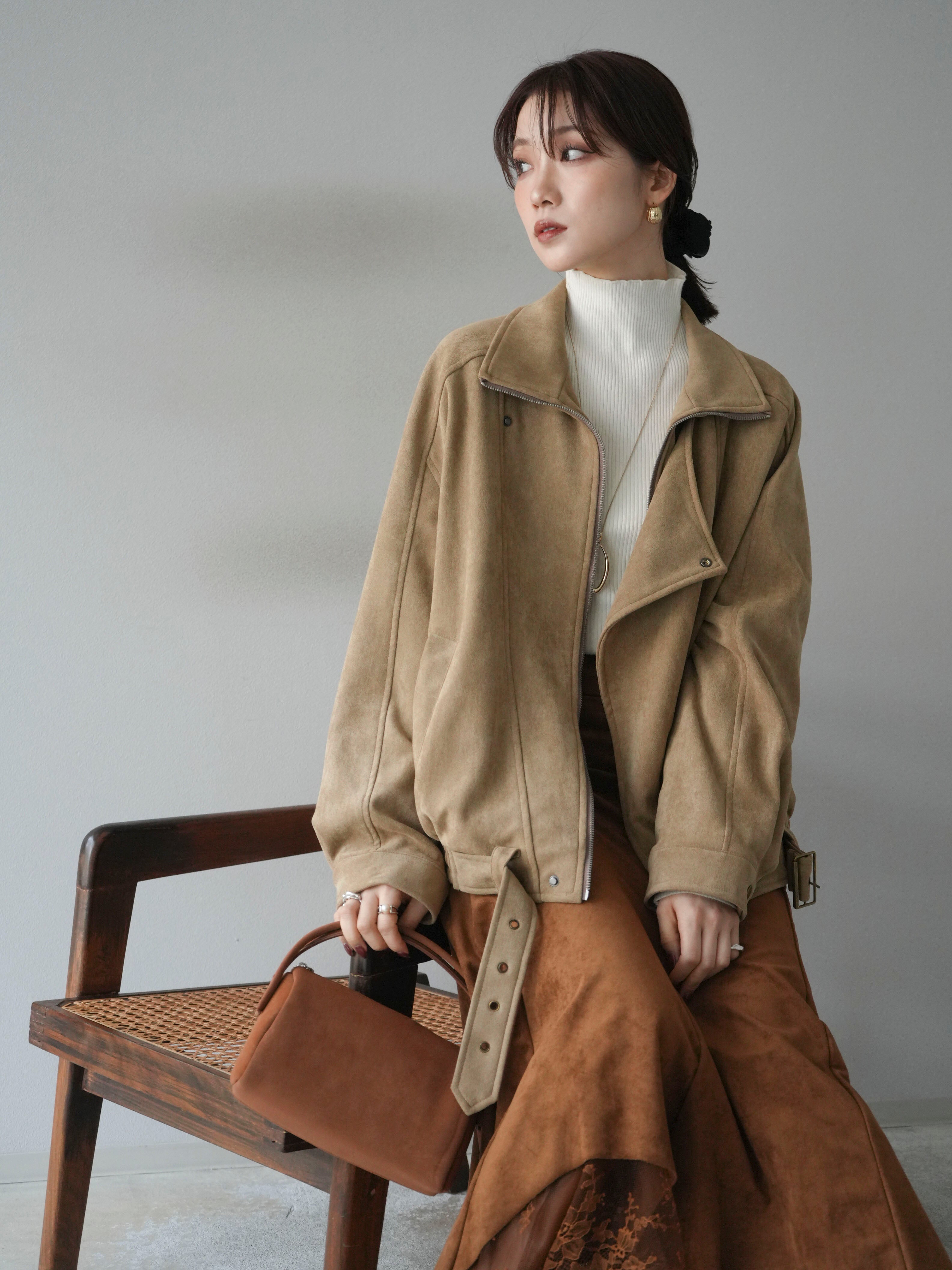 予約]スエードライダースミドルジャケット/beige – Lumier