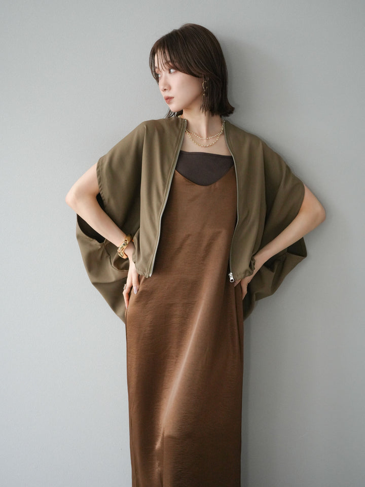 [予約]サテンキャミワンピース/ブラウン