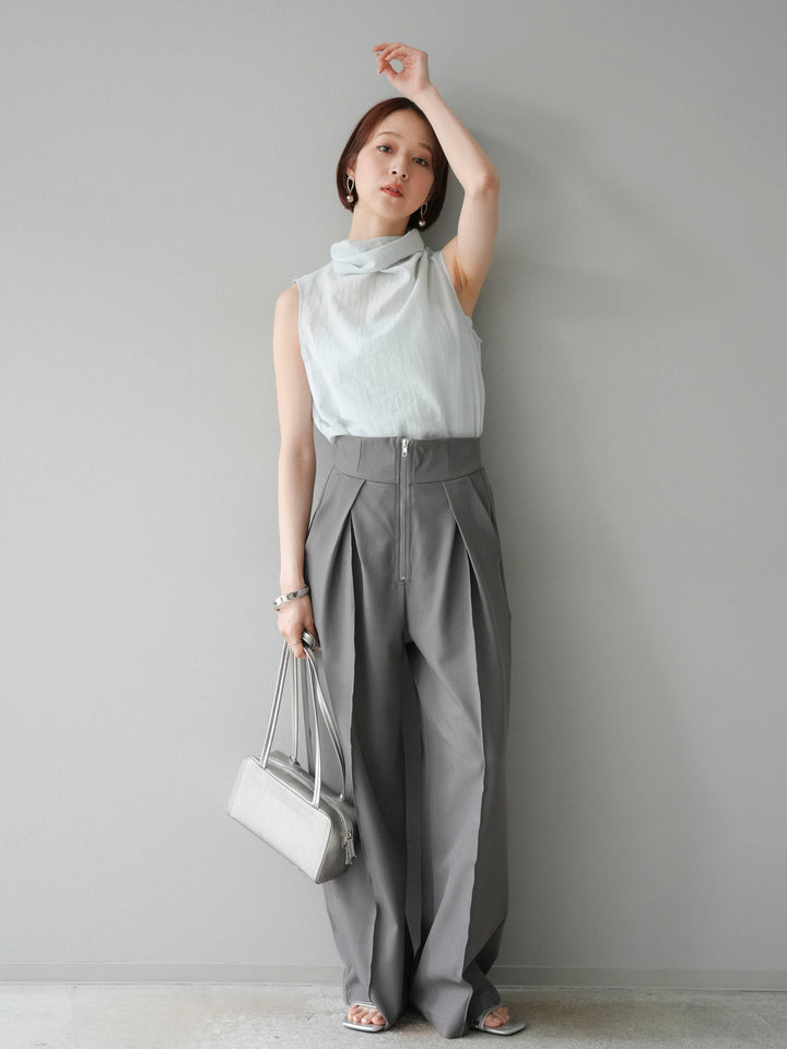 [予約]バックタイノースリーブブラウス/ブルー