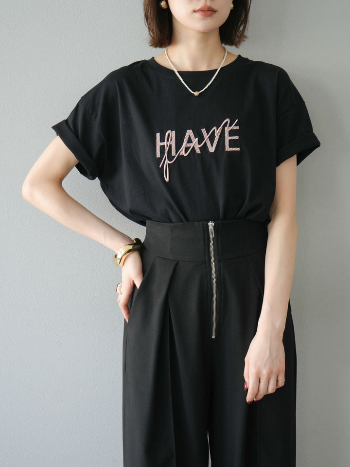 [予約]デザインロゴ刺繍Tシャツ/ブラック
